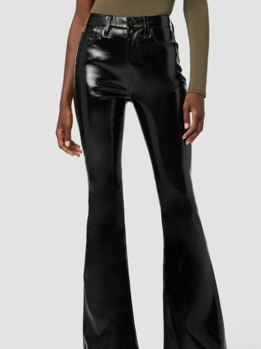 Hudson Holly Flare Pant in Black Patent Leather - Size 26